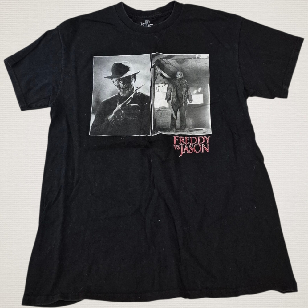 Freddy vs Jason Double Sided Graphic T-Shirt Men’s Medium Black Horror Movie